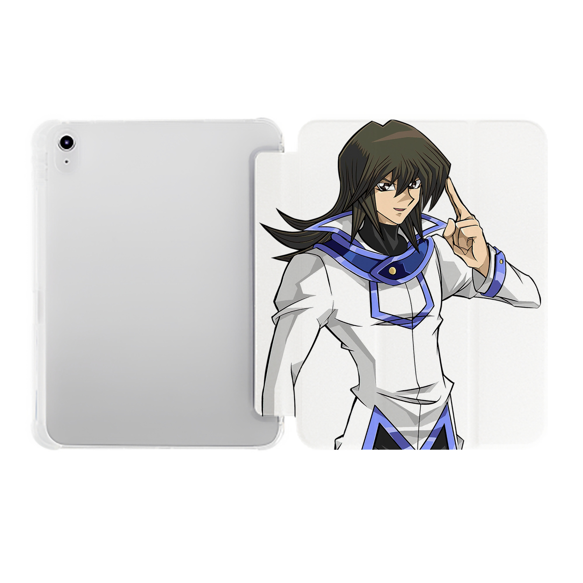 （画像用） 遊☆戯☆王 Yu-Gi-Oh! IPad ケース ペン収納付き 三つ折りスタンド PUレザー×シリコン 対応機種9.5/10.5/10.9インチ